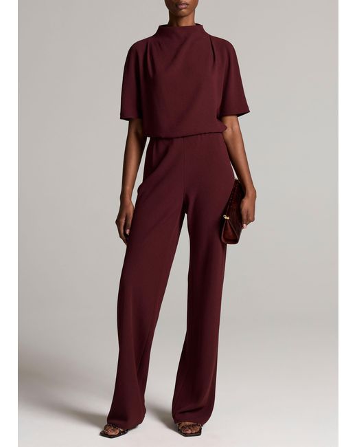 Vince Red Colette High-Rise Crepe Bias Pant