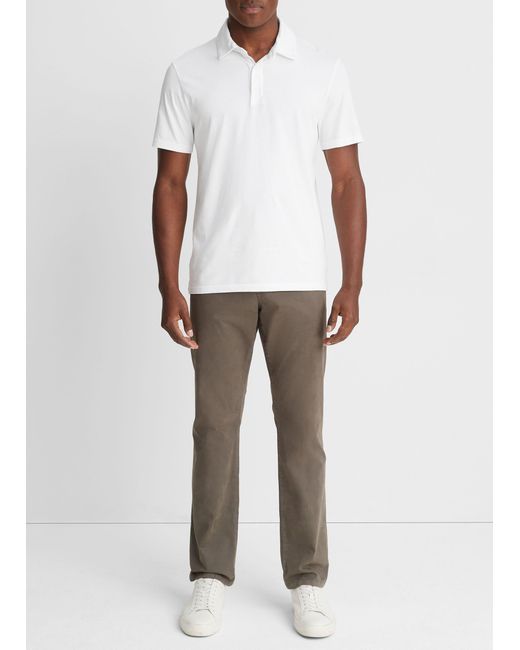Vince Garment Dye Short-sleeve Polo Shirt, Optic White, Size Xl for men