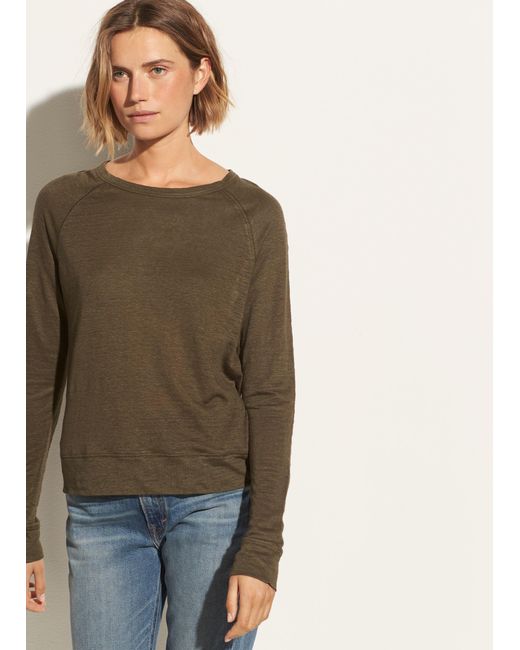 Vince Raglan Linen Pullover | Lyst