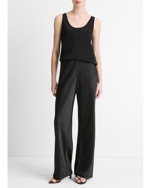 Vince Fluid Satin Bias Pant, Black, Size L