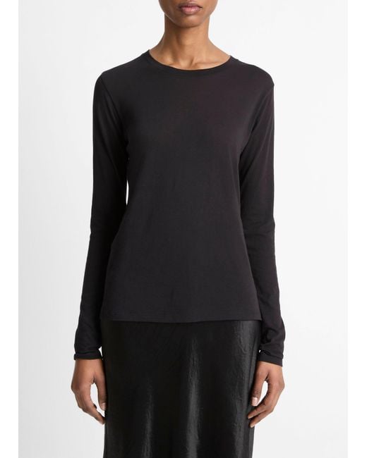Vince Natural Essential Long Sleeve Crew Neck T-Shirt
