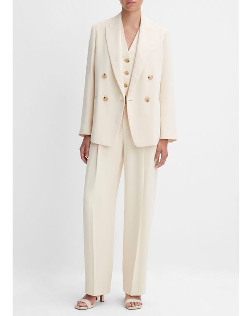 Vince Natural Crepe Double-breasted Blazer