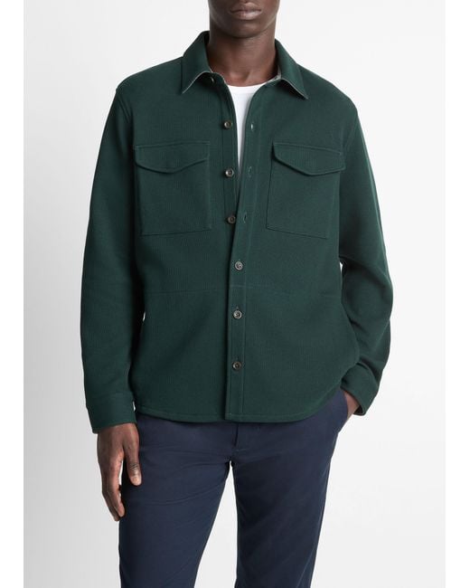 Vince Green Double-Knit Cotton-Blend Piqué Shirt Jacket for men