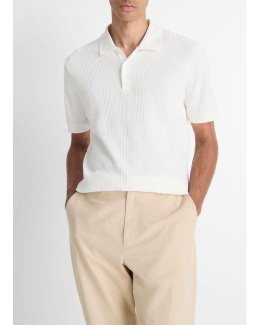 Vince White Variegated Pima Cotton Polo Shirt for men