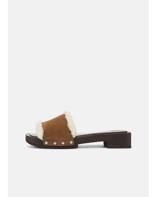 Vince White Barbara Shearling Slide Sandal