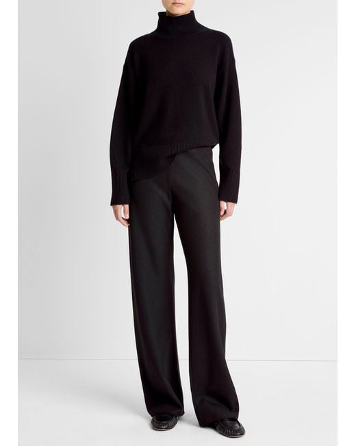 Vince Black Italian Wool-Blend High-Waist Bias Pant