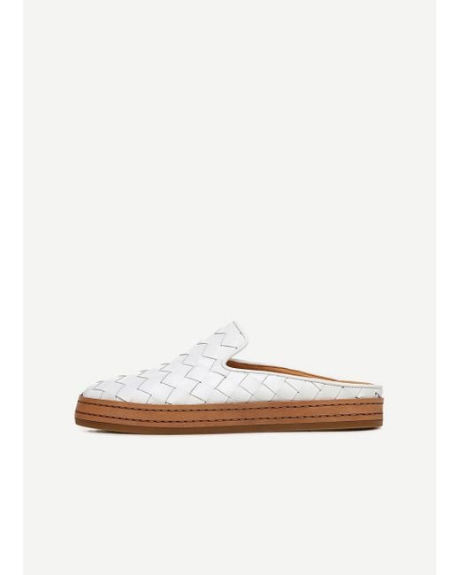 Vince Canella Woven Leather Slip-on Sandal in White | Lyst UK