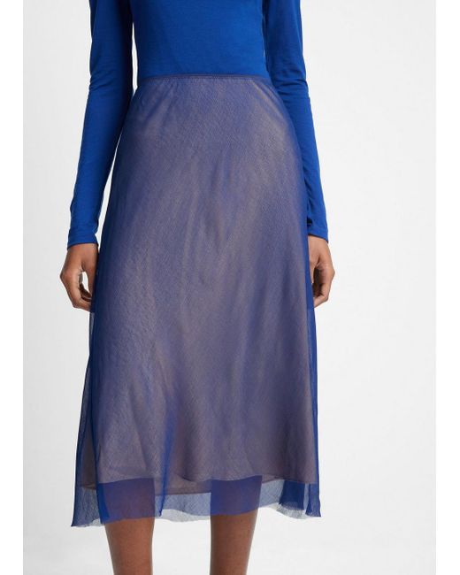 Vince Blue Sheer Slip Skirt, Multicolor, Size Xs
