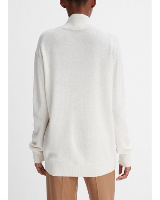 Vince Cashmere Weekend Turtleneck Sweater, White, Size M