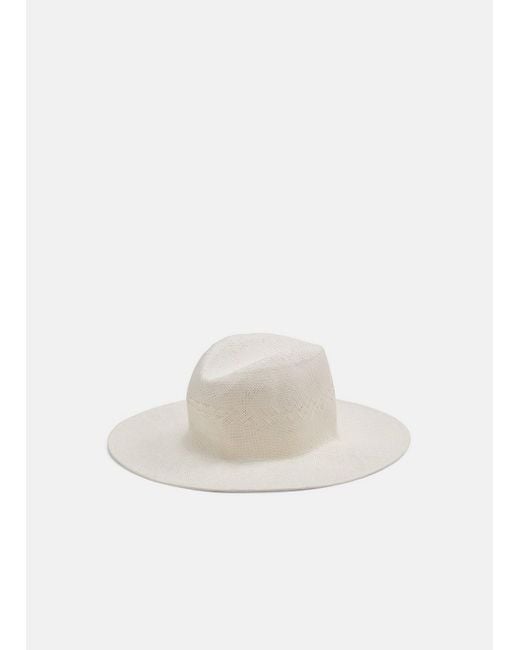 Vince White Packable Straw Fedora, Bell, Size S/m