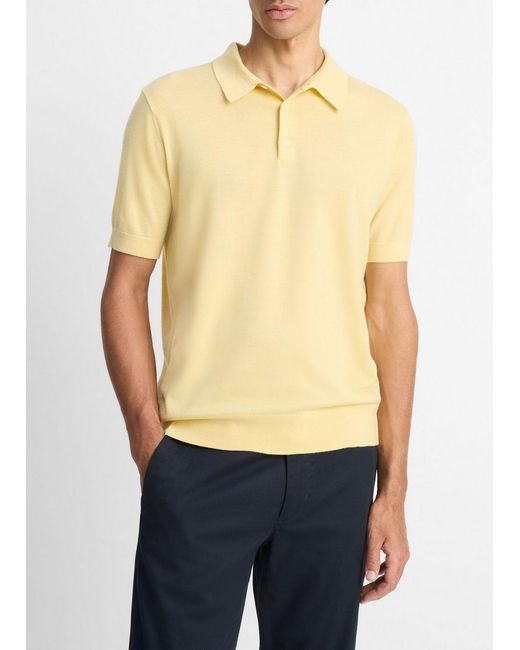 Vince Orange Featherweight Merino Wool-Cashmere Polo Sweater for men