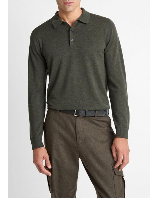 Vince Green Wool Polo Sweater for men