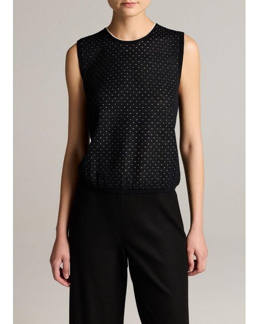 Vince Black Dotted Wool-Blend Shell