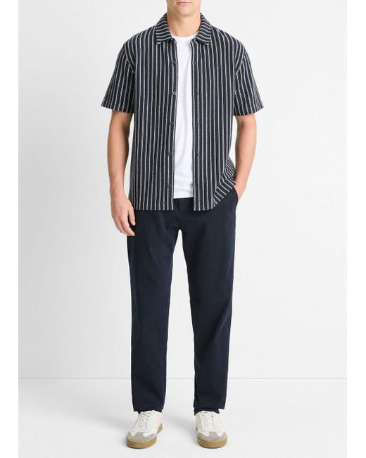 Vince Blue Striped Cotton-Blend Bouclé Shirt for men