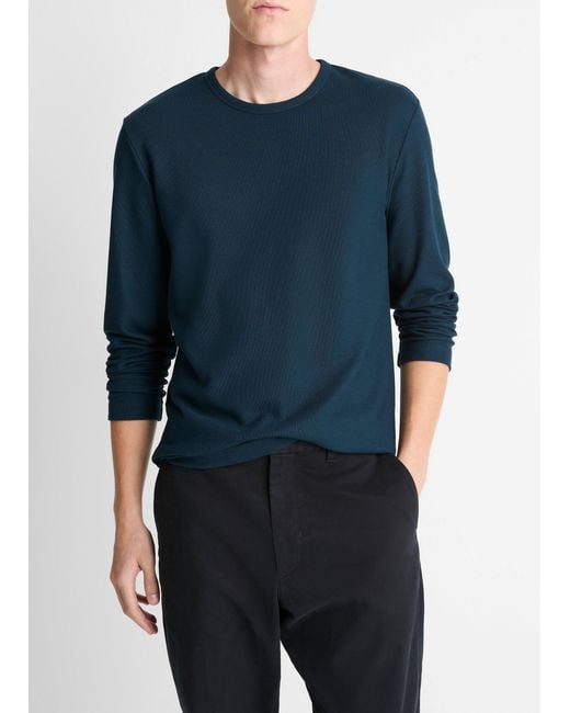 Vince Blue Pima Cotton Piqué Long-Sleeve T-Shirt for men
