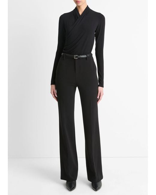 Vince Black Fixed Wrap Long-Sleeve Top