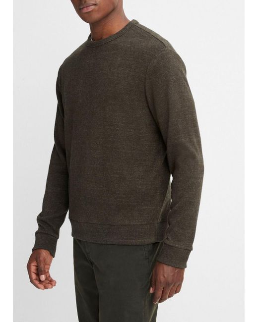 Vince Black Drapey Long-sleeve Crew Neck Pullover, Green, Size Xl for men