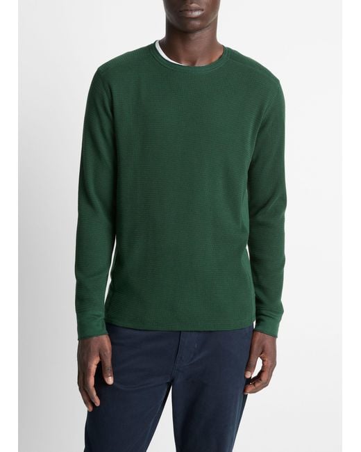Vince Green Pima Cotton-Blend Thermal Long-Sleeve T-Shirt for men