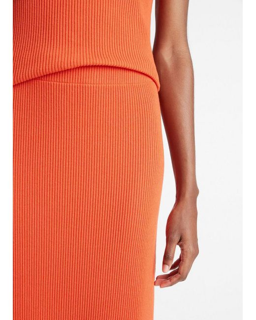 Vince Orange Ribbed Cotton-blend Skirt, Ruby Dusk, Size S
