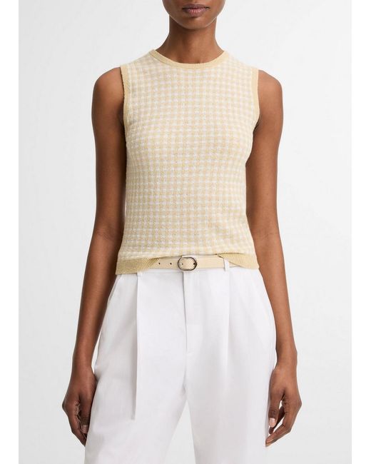 Vince White Gingham Italian Wool & Cotton-Blend Shell
