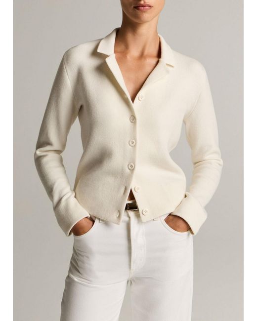 Vince Natural Notch-Collar Double-Face Wool-Blend Cardigan
