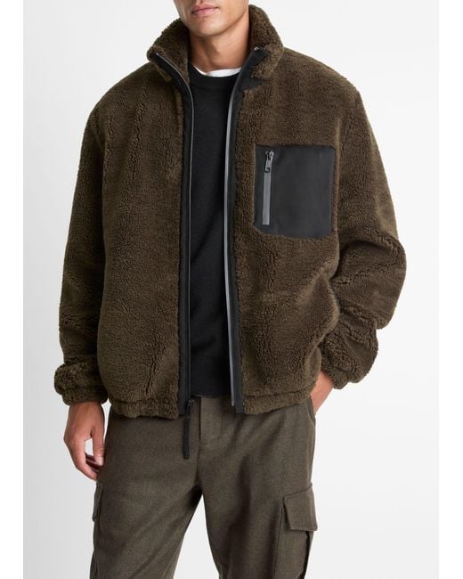 Vince Black Sherpa Zip Jacket for men