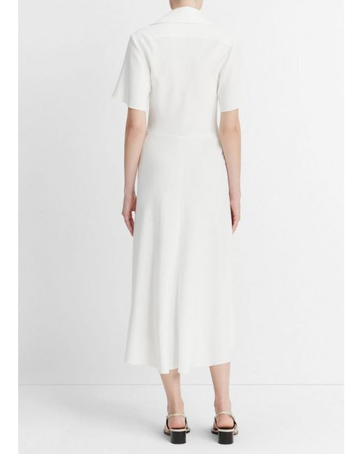 Vince Zip-front Polo Dress, Off White, Size 4