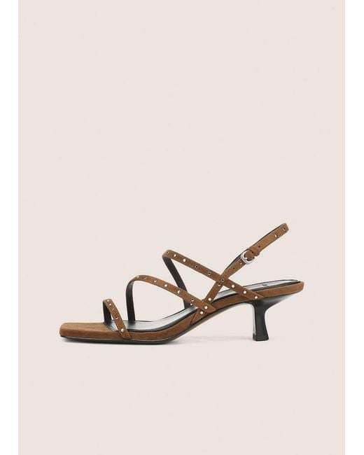 Vince Natural Tania Studded Suede Kitten-Heel Sandal
