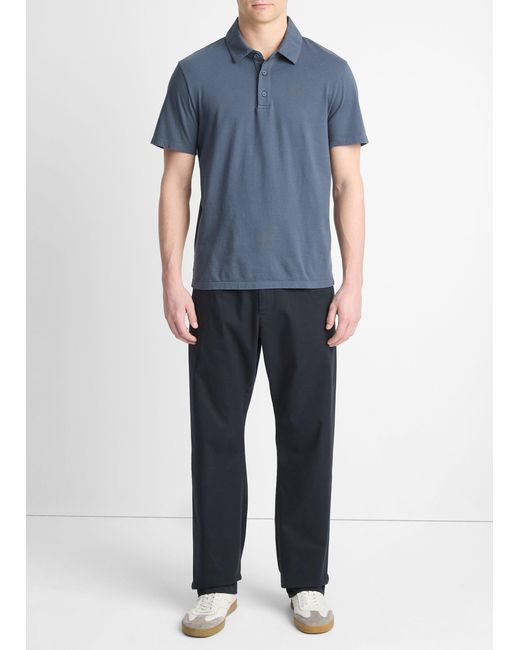 Vince Blue Garment Dye Cotton Polo Shirt, Washed Venice for men