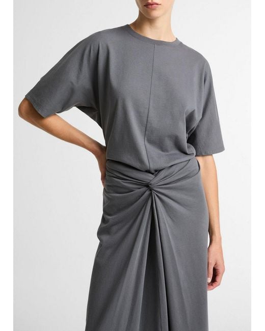 Vince Gray Cotton Dolman-Sleeve T-Shirt