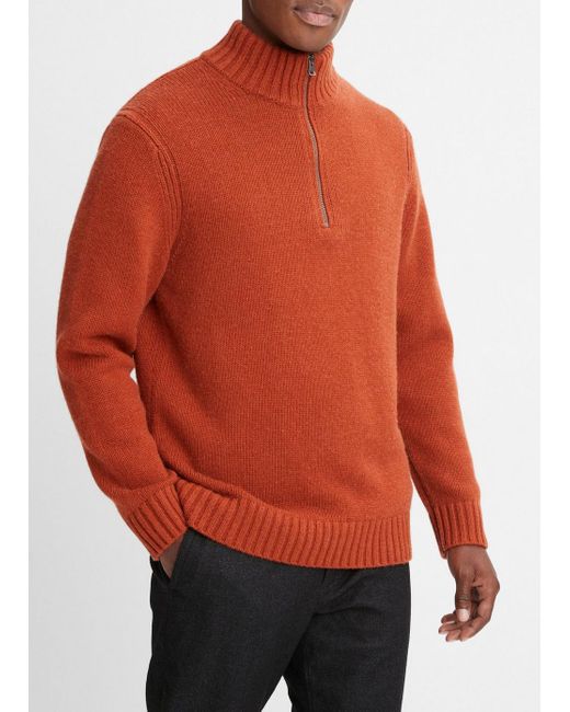 Vince Wool-cashmere Relaxed Quarter-zip Sweater, Red, Size Xl for men