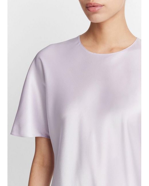 Vince Purple Silk Satin Bias T-shirt, Sweet Pea, Size L