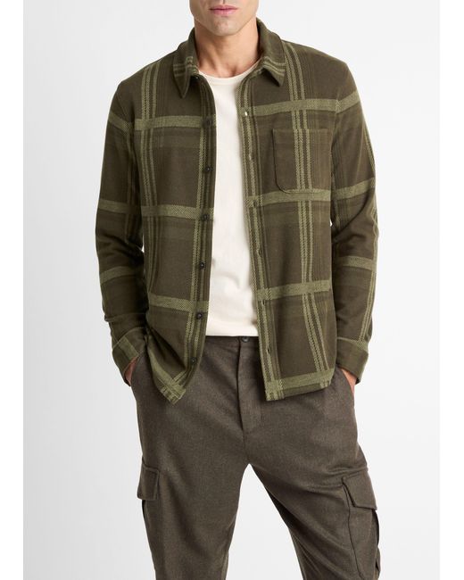 Vince Green Plaid Cotton-Blend Shirt Jacket for men