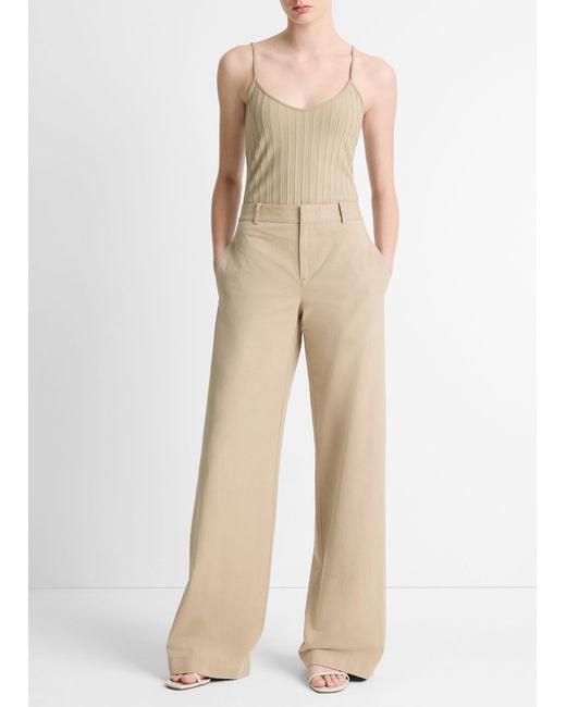 Vince Natural Cotton Low-Rise Wide-Leg Pant