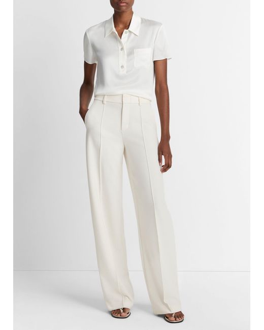 Vince Silk Short-sleeve Polo Shirt, Off White, Size Xl