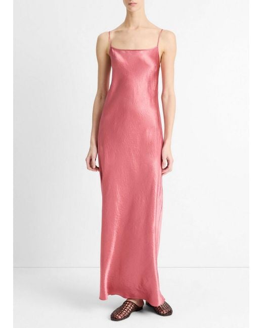 Vince Pink Satin Bias Maxi Slip Dress