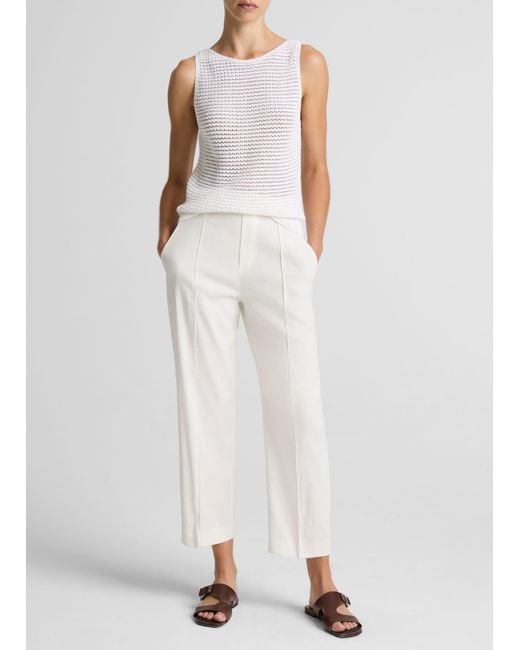 Vince White Grace Mid-Rise Linen-Blend Pull-On Pant