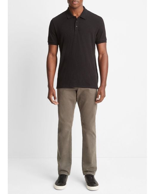 Vince Black Classic Slub Polo Shirt for men