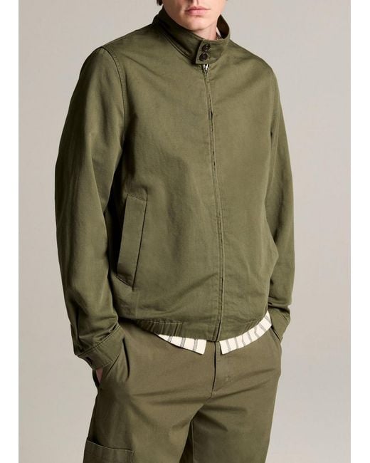 Vince Green Italian Cotton-Linen Band-Collar Bomber Jacket for men