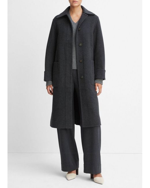 Vince Black Fine Wool-blend Lined Overcoat, Grey, Size Xs