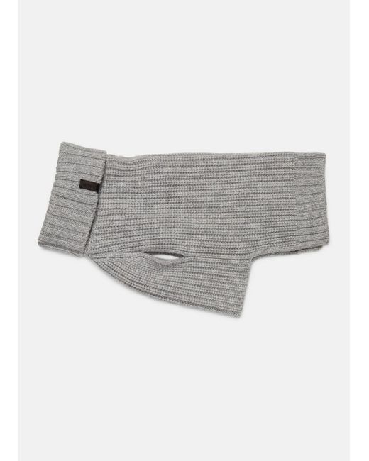 Vince Gray Wool And Cashmere Shaker-Stitch Dog Sweater, Heather