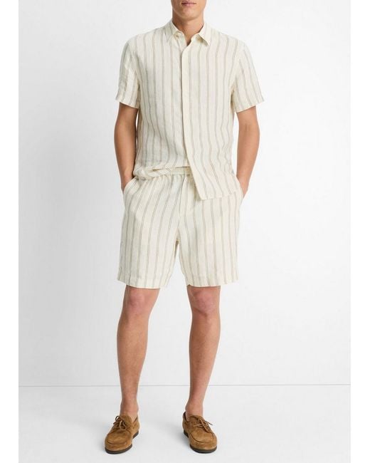 Vince Natural Mesa Stripe Hemp Beach Short for men