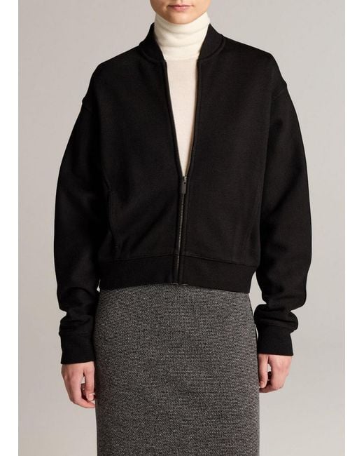 Vince Black Ponte Knit Bomber Jacket