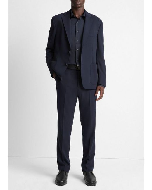 Vince Blue Stretch-Wool Classic Pant for men