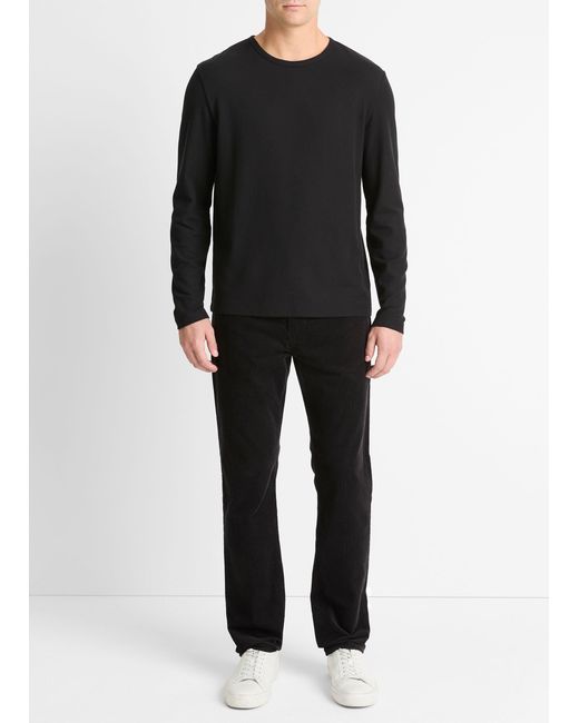 Vince Black Pima Cotton Piqué Long-Sleeve T-Shirt for men