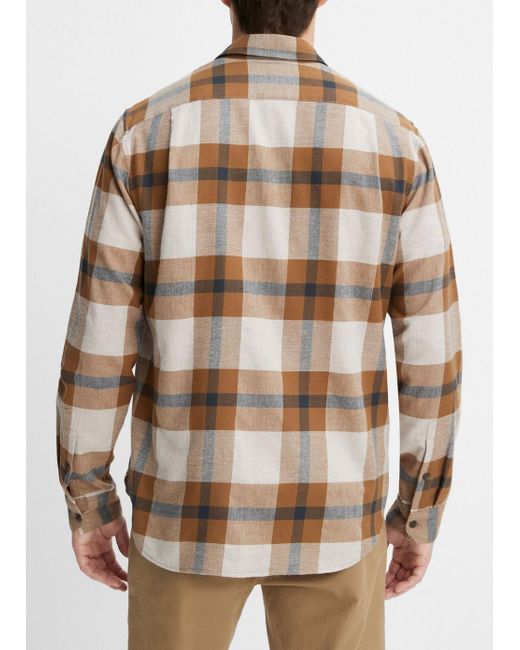 Vince Natural Yorkshire Plaid Shirt, Brown, Size Xl for men
