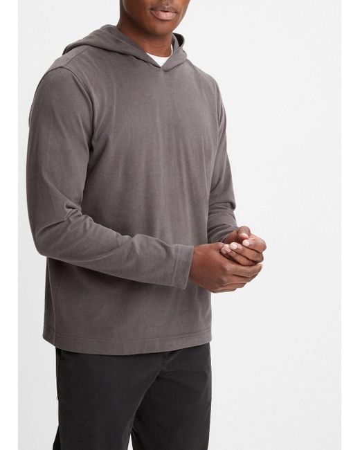 Vince Gray Sueded Jersey Hoodie, Grey, Size M for men