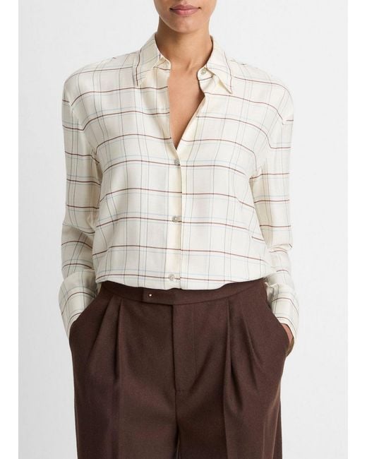 Vince White Checked Plaid Button-Front Shirt