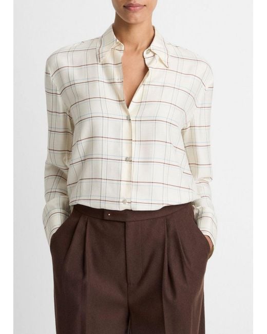 Vince White Checked Plaid Button-Front Shirt