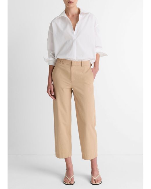 Vince Natural Mid-rise Washed Cotton Crop Pant